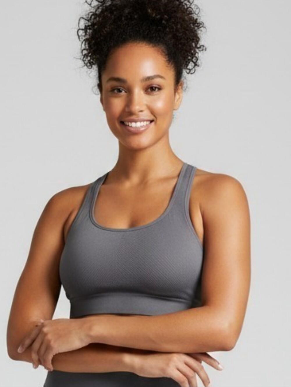 Seamless Racerback Sports Bra in Charcoal Gray